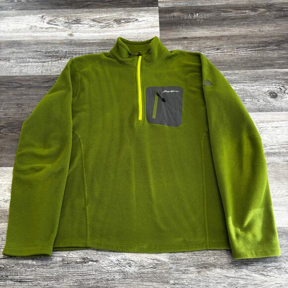 Eddie Bauer First Ascent Green Mens‎ M 1/4 Zip Polartec Fleece Pullover Gorpcore - Picture 1 of 9
